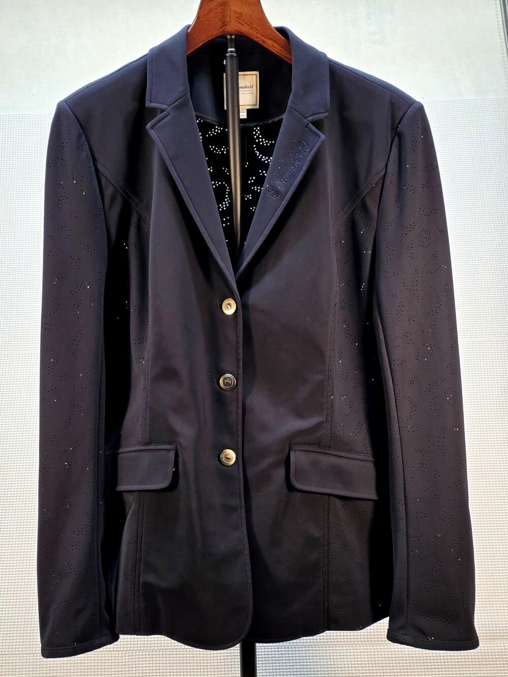 Samshield Alix Air Mesh Show Equestrian Coat Navy US14 Swarovski Crystal Logo